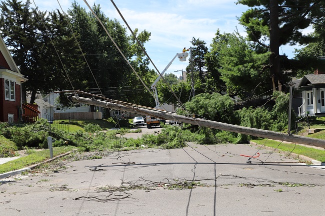 Downed pole repair in Quad Cities