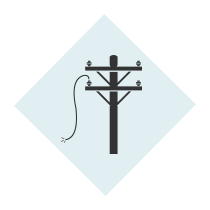 Dimond with a power line down icon