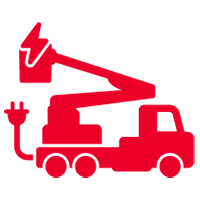 [icon] Red electric bucket truck