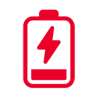 [icon] Red battery with low charge