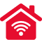 a red house with a wifi symbol