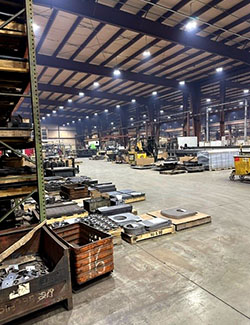 JTV's manufacturing facility warehouse with a focus on LED ceiling light fixtures.