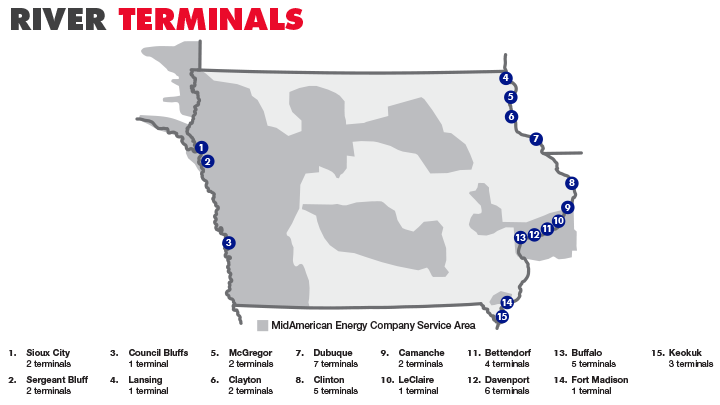 Map of river terminals